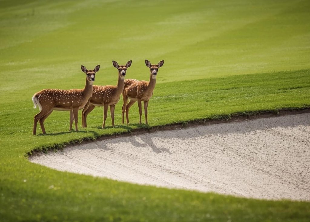 Trois daims au-dessus d'un bunker