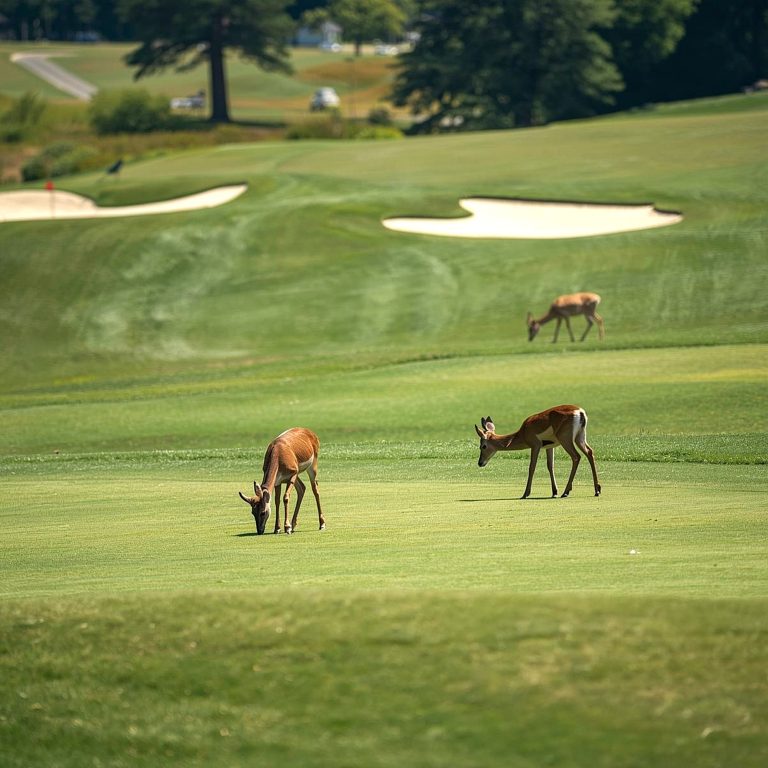 Chevreuils devant des bunkers