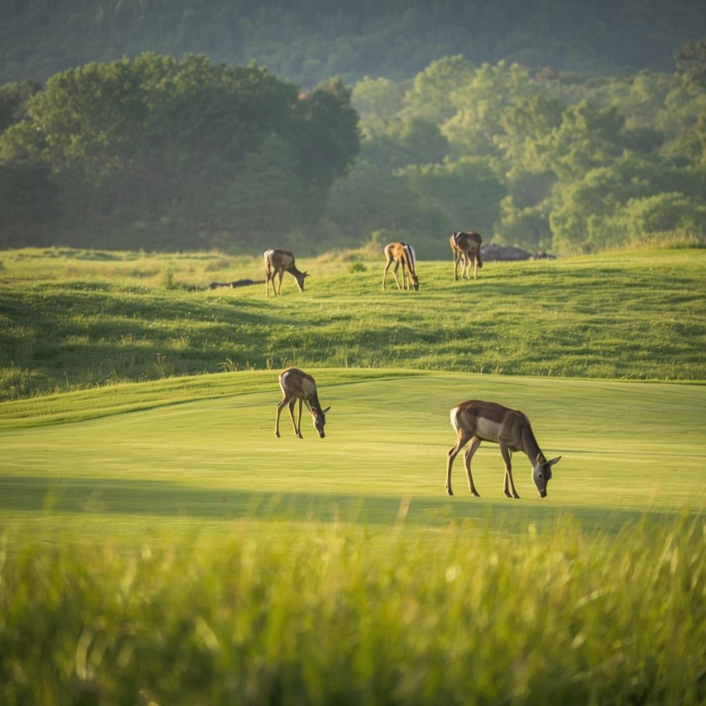 Chevreuils sur un green