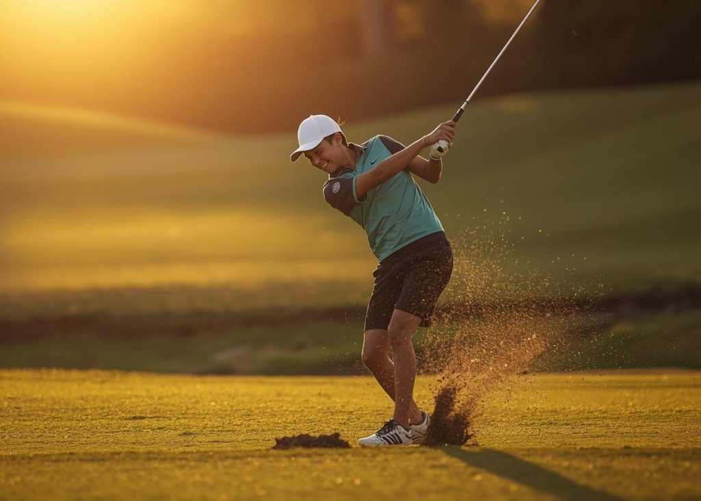 Jeune golfeur ravage le green